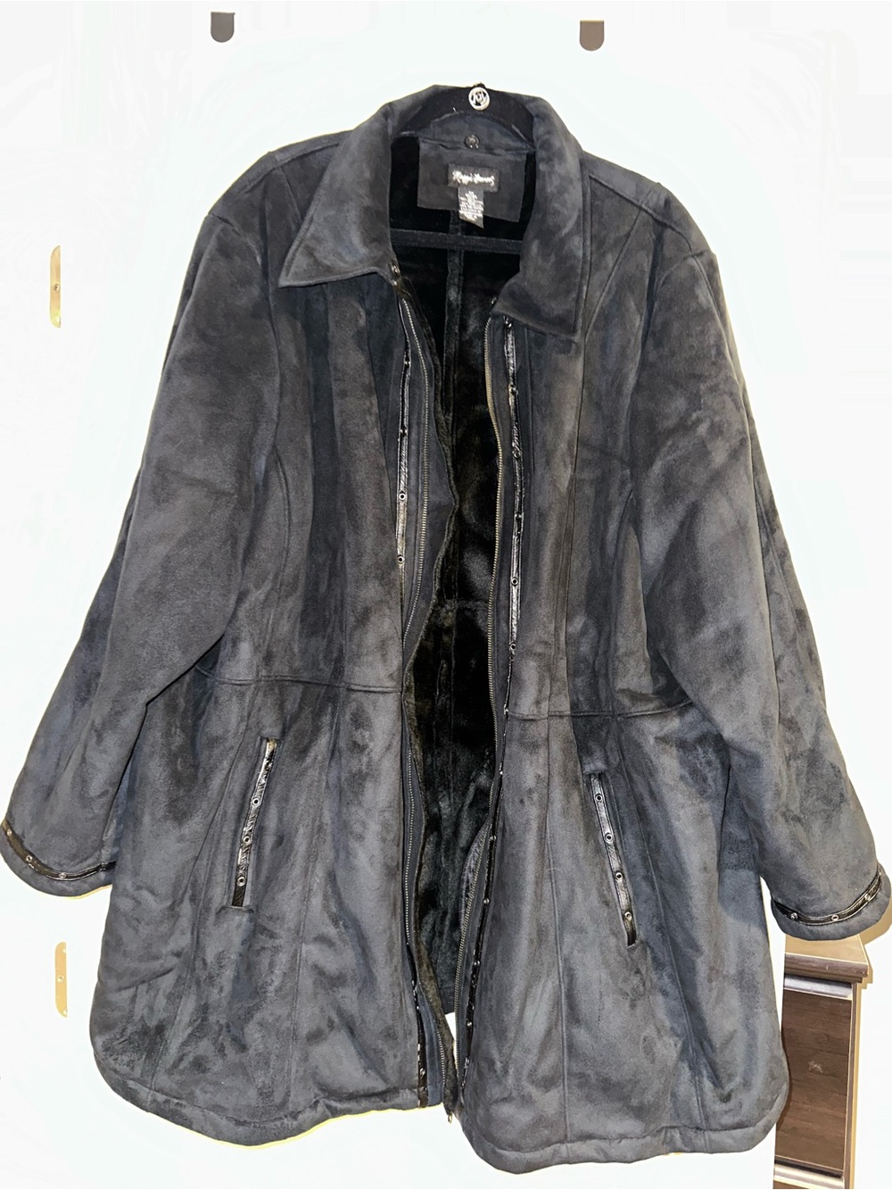 Maggie Barnes Black Suede Faux-Fur Lined Jacket